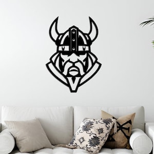 Viking Metal Wall Art, Warrior Decor Gift for Nordic Decor Lovers, Home Living Room Decoration, Norse Hanging, Custom Size