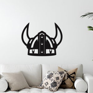 Viking Metal Wall Art, Viking Warrior Helmet Decor Gift for Nordic Decor Lovers, Home Living Room Decoration, Norse Hanging, Custom Size