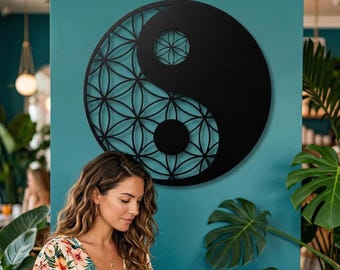 Yin Yang Metal Wall Art: Tree of Life Design