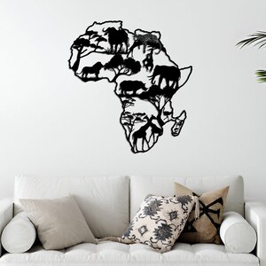 Afrika Karte Wandkunst, Afrika Wildtier Karte, Metall Wanddekor, Haus Wandkunst, Büro Wohnzimmer Dekoration, Afrikanisches Geschenk, Sondergröße