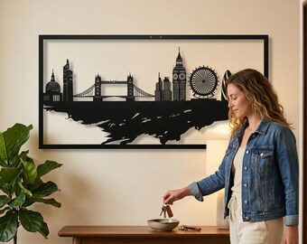 Metall London Skyline Wandkunst: Moderne Silhouette Schild