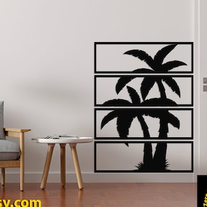 Palm Tree Metal Wall Art, Vertical Palm Tree Decor, Metal Wall Decor, Home Office Living Room Decoration, Palms Wall Hanging, Custom Size