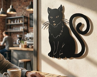 Metal Cat Wall Art: Modern Home Decor, Cat Lover Gift