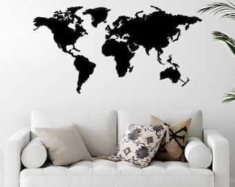 Geometric Metal World Map Wall Art: 4-Piece Home Decor