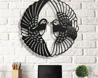Love Birds Metal Wall Art: Nature-Inspired Home Decor