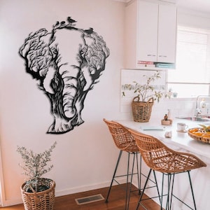 Elephant Wall Art, Metal Elephant Decor, Metal Wall Art, Home Wall Art, Home Office Living Room Decoration, Elephant Wall Hanging