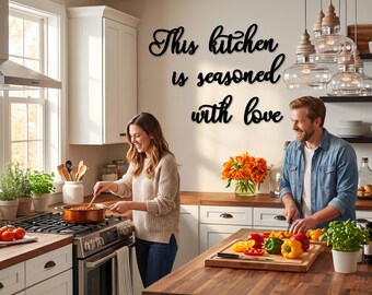 This Kitchen is Seasoned With Love Metal Wall Art: Modern Farmhouse Decor