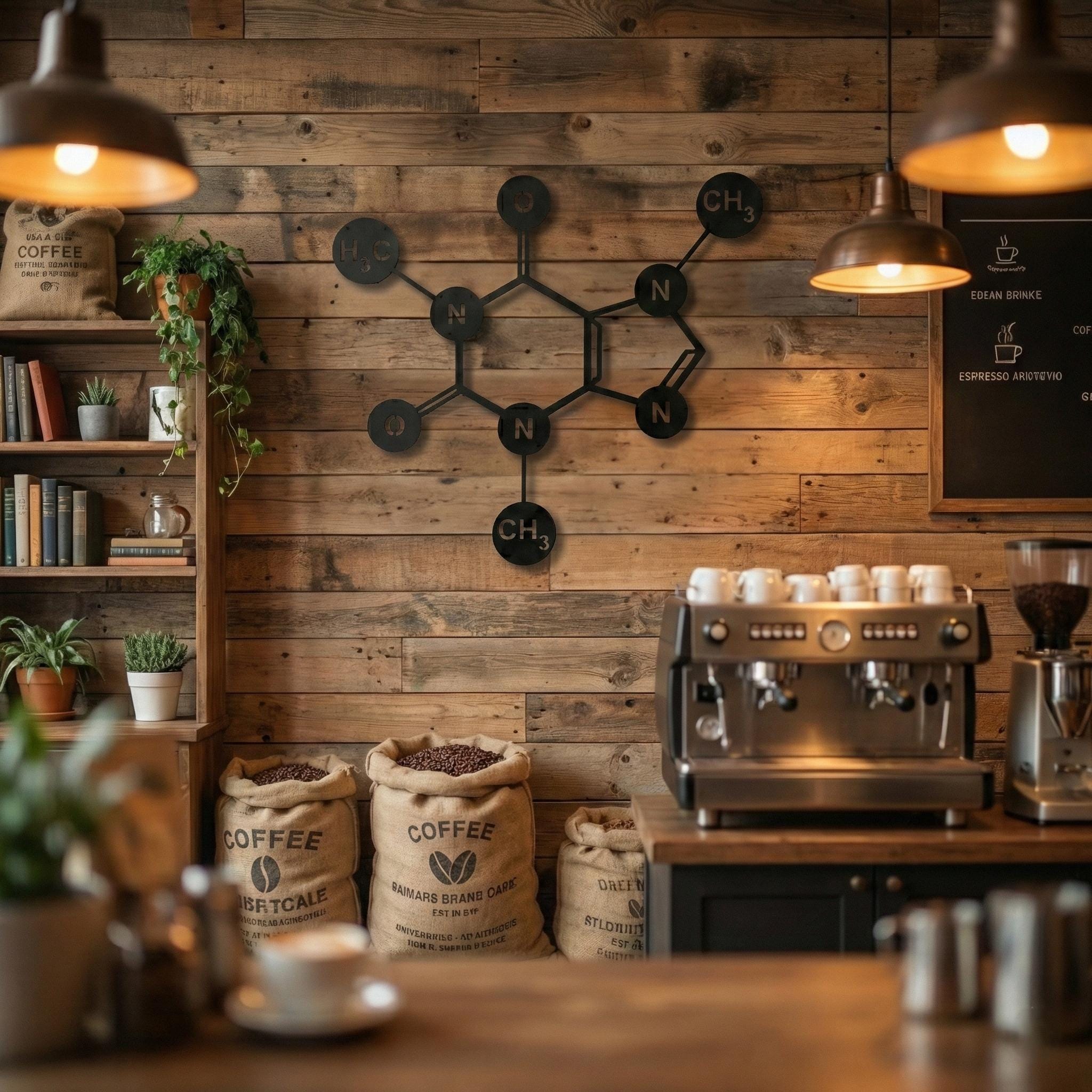 Caffeine Molecule Metal Wall Art: Coffee Decor - Etsy