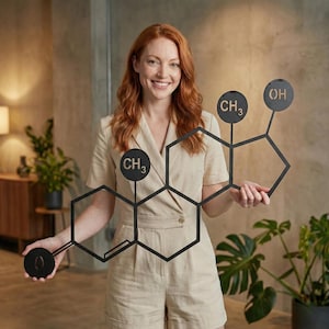 Testosterone Molecule Metal Wall Art: Science Home Decor