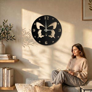 Elegant Butterfly Metal Wall Clock: Silent Nature-Inspired Design for Home, Office & Gifts