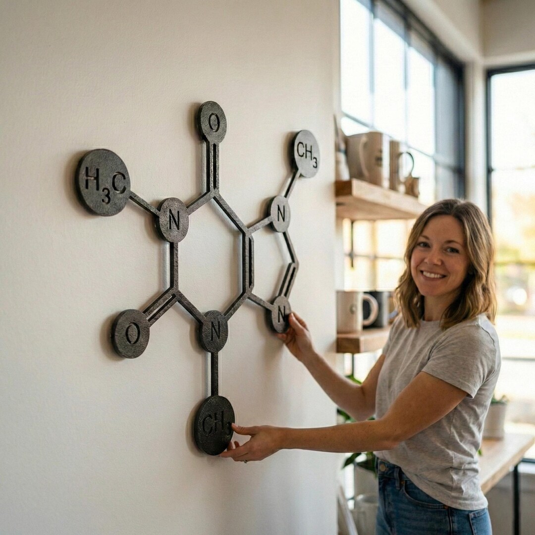 Caffeine Molecule Metal Wall Art: Coffee Decor - Etsy