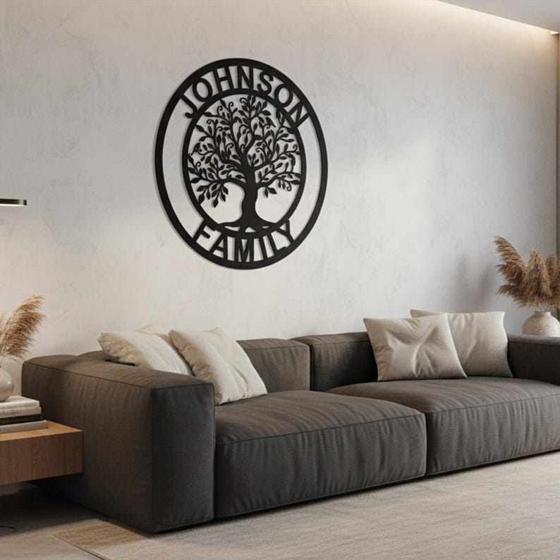Personalized Family Tree Metal Wall Art: Custom Name Sign - Etsy