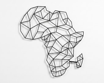 Geometrische metalen kaart Afrika: modern huismuurdecoratie