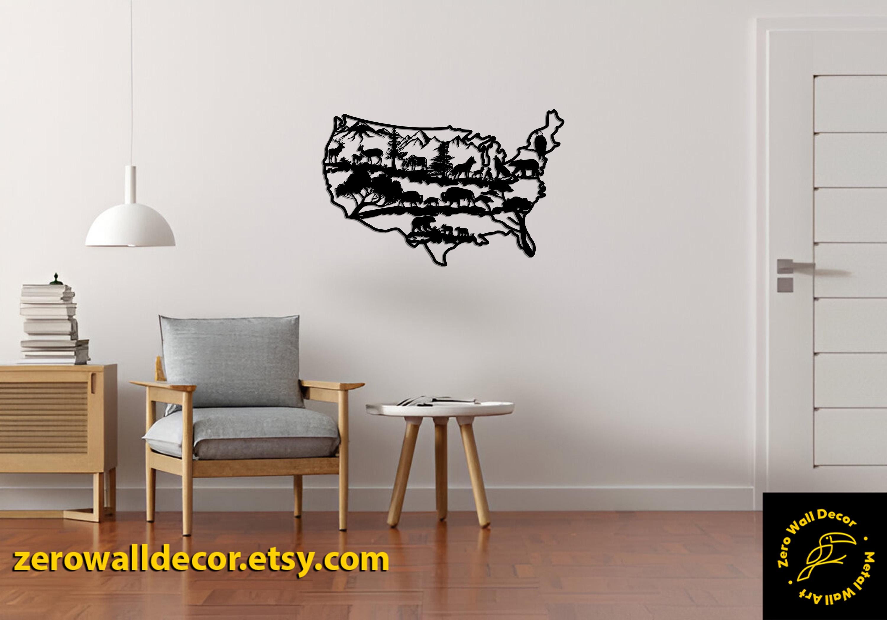 Metal USA Map Wall Art USA Wildlife - Il Fullxfull.6368486027 N631