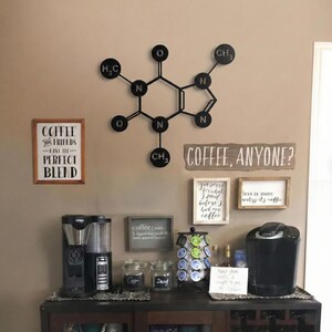 Caffeine Molecule Metal Wall Art: Coffee Decor - Etsy