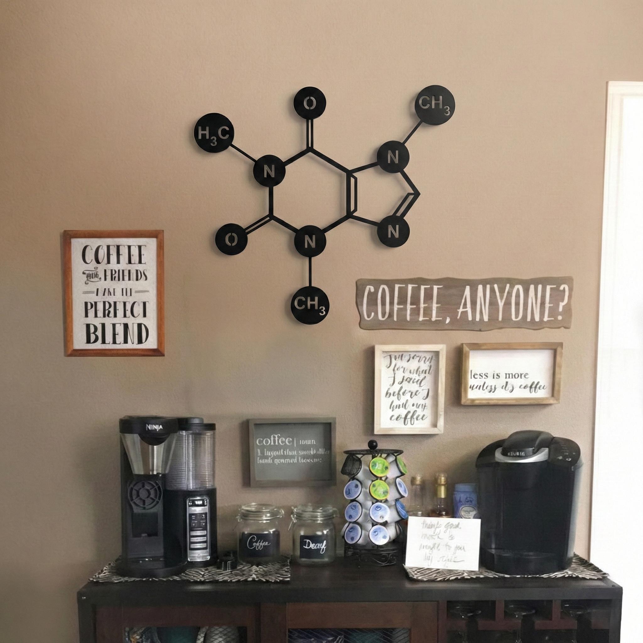 Caffeine Molecule Metal Wall Art: Coffee Decor - Etsy