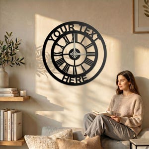 Personalized Roman Numeral Metal Wall Clock: Modern Home Decor for Weddings, Anniversaries & Offices