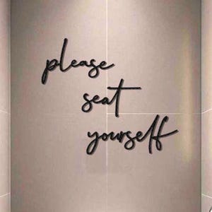 Please Seat Yourself Metal Wall Art: Modern 3-Piece Steel Sign
