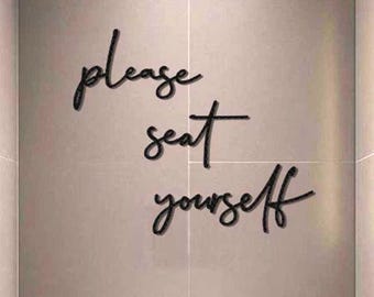 Please Seat Yourself Metal Wall Art: Modern 3-Piece Steel Sign