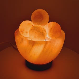 Himalayan Salt Lamp Fire Bowl with Decorative Balls, Natural Home Decor, Relaxation & Aromatherapy, Unique Gift Idea