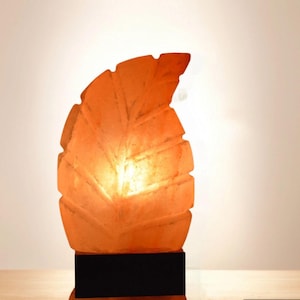 Himalayan Salt Leaf Lamp – Handcrafted Natural Crystal Light, Healing Himalayan Salt Lamp, Home Décor, Unique Wellness Gift