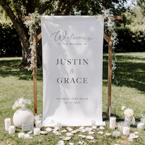 Custom Fabric Wedding Welcome Sign|Wedding Ceremony Sign|Modern Wedding Welcome Sign|Wedding Favors|Welcome To Our Wedding Sign|