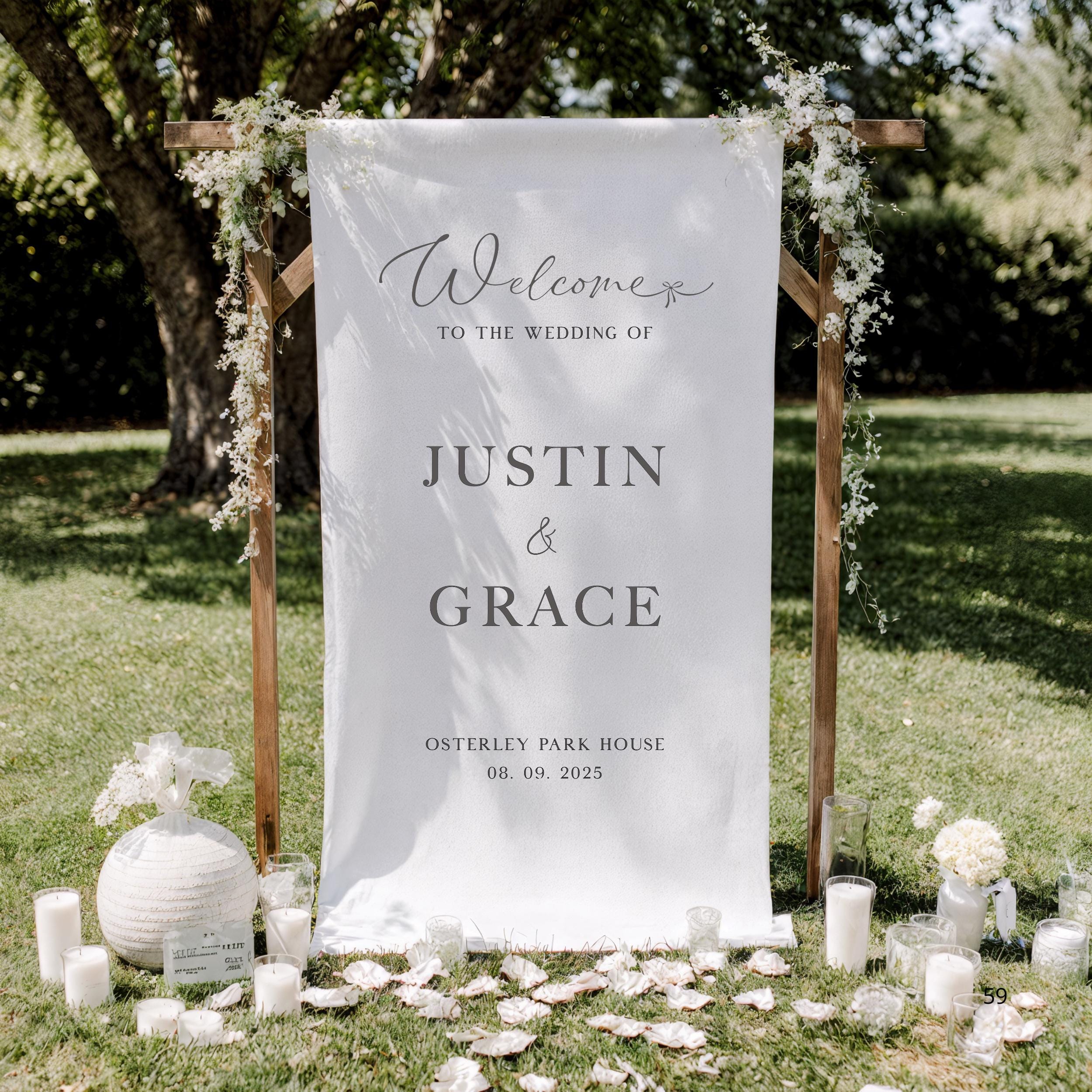Custom Fabric Wedding Welcome Sign|Wedding Ceremony Sign|Modern Wedding Welcome Sign|Wedding Favors|Welcome To Our Wedding Sign|