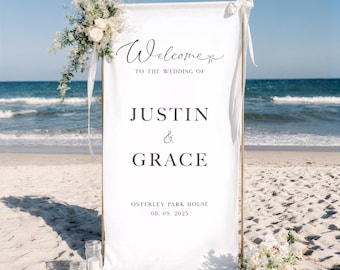 Custom Fabric Wedding Welcome Sign|Wedding Ceremony Sign|Modern Wedding Welcome Sign|Wedding Favors|Welcome To Our Wedding Sign|