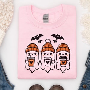Cute Coffee Ghosts Sweatshirt, Spooky Coffee, Halloween Hoodie, Perfect Halloween Gift, Halloween Ghost Hoodie, Gift For Her Ghost