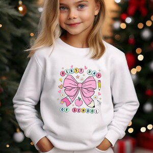 Coquette First Day Of School Sweatshirt, First Day School Hoodie, 1st Day Of School Hoodie, Coquette Bow Kids School Hoodie, Back To School