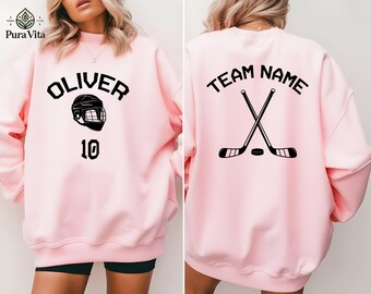 Personalized Hockey Sweatshirt, Custom Name and Number Hoodie, Team Gift