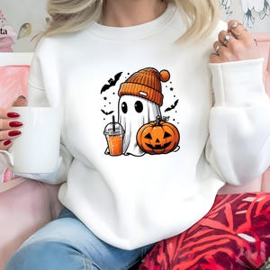 Halloween Ghost Sweatshirt, Cute Ghost Hoodie, Women&#39;s Halloween Sweatshirt, Cute Fall Sweatshirt, Spooky Season Hoodie, Gift For Halloween