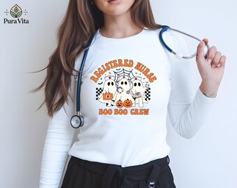 Halloween Registered Ghost Nurse Sweatshirt, Boo Boo Crew RN Hoodie