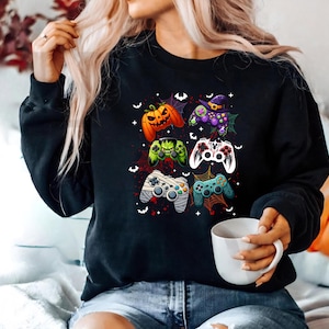 Skeleton Zombie Gaming Controller Sweatshirt, Halloween Gaming Controller Shirt, Halloween Zombie Shirt, Halloween Gamer Shirt, Gamer Shirt