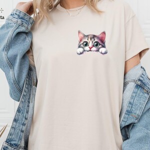 Cat Pocket Shirt, Cat Shirt, Cat Lover Shirt, Pocket Cat Tee, Gift for Cat Mom, Kitty in Pocket Shirt, Shirt for Cats Lover, Cat Mom Shirt