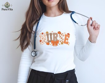 Fall Nurse Sweatshirt, Coquette Bow, Pumpkin Design, Gift for RN