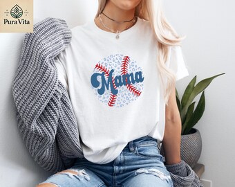 Leopard Baseball Mama Shirt, Sports Mom Tee