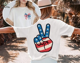 Coquette 4th of July Shirt, Retro USA Stars & Stripes Tee