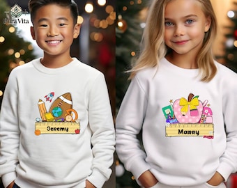 Personalized Kids Back To School Sweatshirt, Custom Name Crewneck