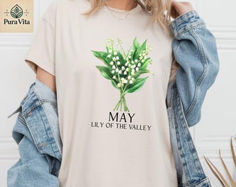 May Birth Flower Shirt, Lily of the Valley Tee, Birthday Gift