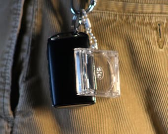 Disk-Case Keychain, Accepts Records From Car Vent Record Player