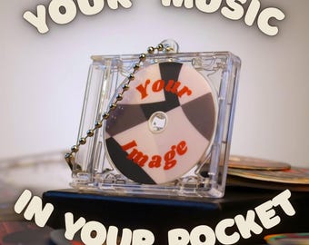 Your Spotify Playlist on a Scannable CD & Clear-case Keychain, NFC Phone Tap-To-Play, Gift a Playlist, Personalized Image/Link, Apple Music