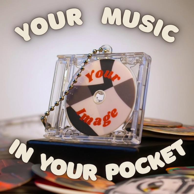 Your Spotify Playlist on a Scannable CD & Clear-case Keychain, NFC Phone Tap-To-Play, Gift a Playlist, Personalized Image/Link, Apple Music image 1
