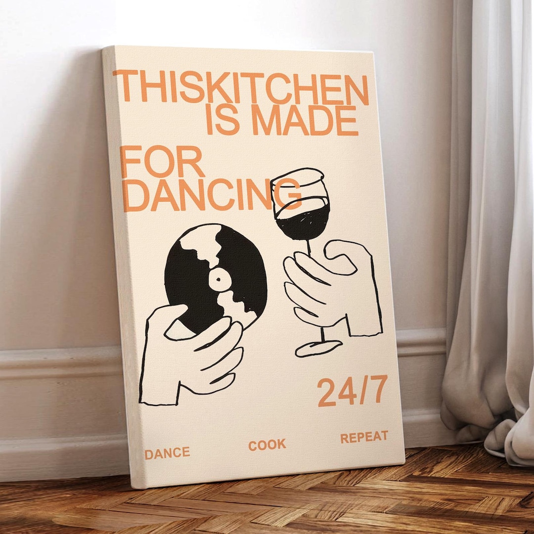 kitchen wall art set of 6 fun foodie prints this... This Kitchen is for Dancing Canvas Print: Vintage Movie Poster Wall Art ...
