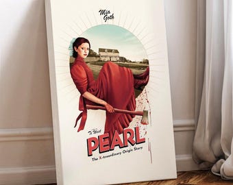 Poster del film Pearl: Mia Goth, arte del film horror, tela avvolta