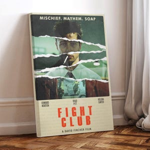 Poster del film Fight Club, tela avvolta, poster artistico come regalo, decorazione per la stanza, arte murale, regalo per lui