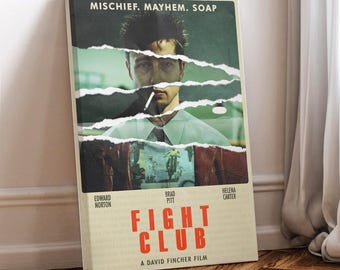 Poster del film Fight Club: tela da parete rivestita