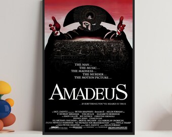 Locandina vintage del film Amadeus del 1984: decorazione murale, arredamento per la casa