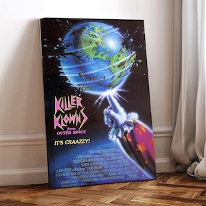 Póster de la película Killer Klowns from Outer Space, lienzo envuelto, póster artístico para regalo, decoración de habitación, arte de pared, regalo para él
