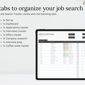 💻 WHAT’S INCLUDED? 💻
→ 1x Dashboard
→  1x Applications tracker
→  1x Interviews tracker
→  1x Offers tracker
→  1x Company research
→  1x Interview prep
→  1x Coffee chats tracker